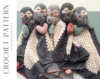 Motif Amigurumi au crochet Lovey, mélangez le pingouin