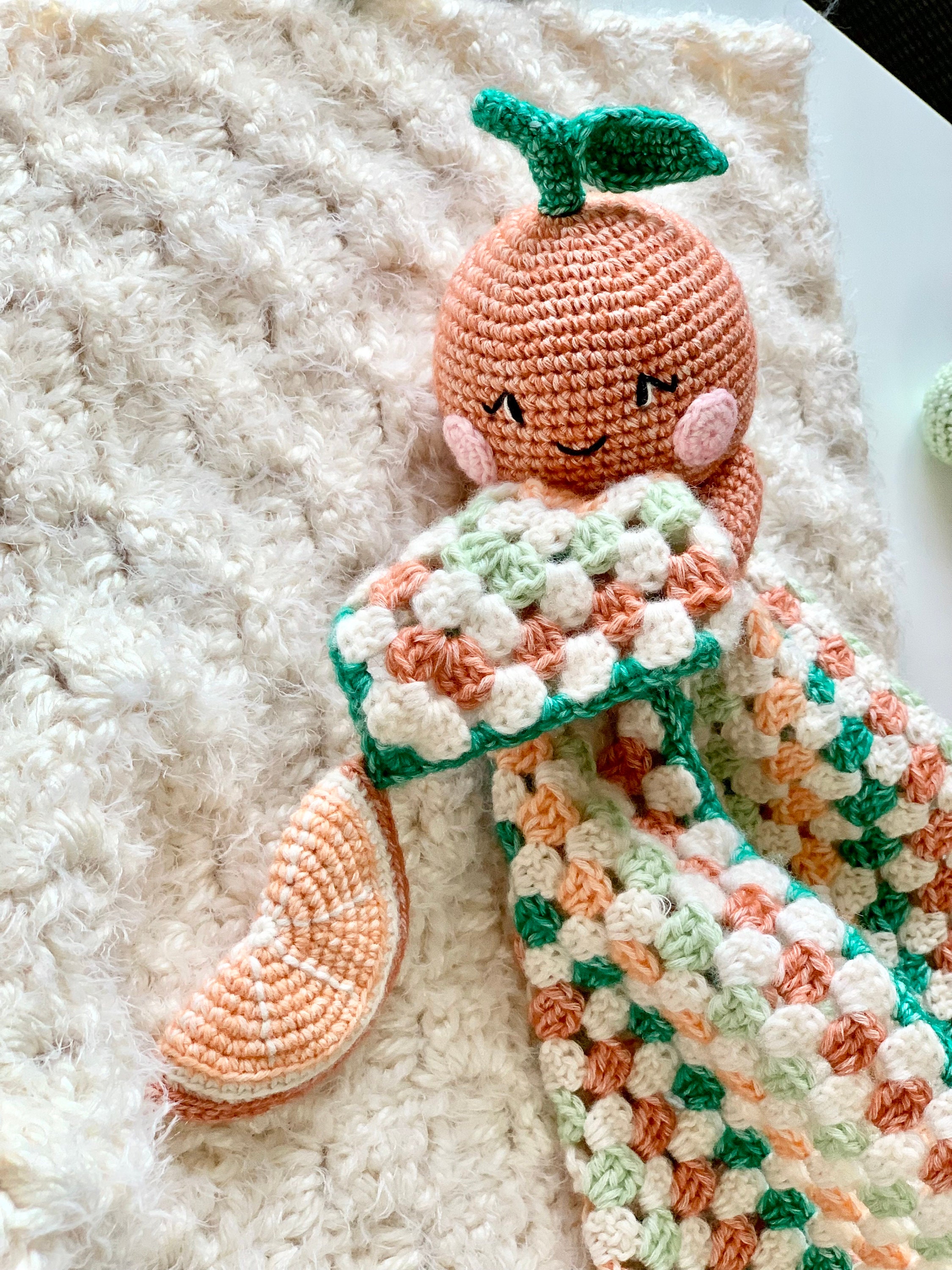 Crochet baby doll with attached blanket deals