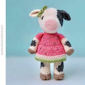 Moira  the Cow, Crochet Amigurumi Cow Pattern, Watermelon Cow