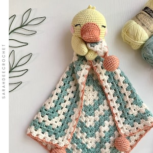 Puddles the Duck Amigurumi Crochet Lovey Blanket