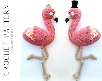 Nicola and Phineas Flamingo, crochet flamingo pattern, crochet flamingo, amigurumi flamingo, amigurumi flamingo pattern,