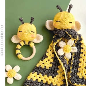 Honey the Bee Lovey and Rattle Amigurumi Crochet Pattern
