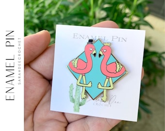 Nicola and Phineas Flamingo Enamel Pin