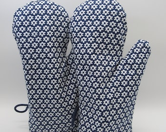 Juego de 2 guantes para horno/guantes para ollas cosidos de 100% algodón