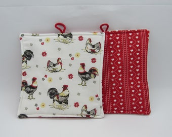 Pot holders chickens sewn from 100% cotton