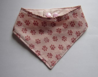 Dog bandana pastel pink with pink paws XXS - XL