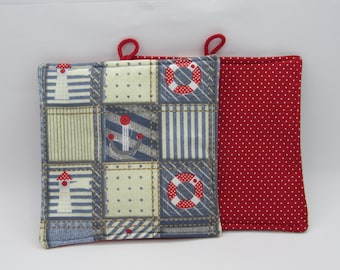 Pot holders Pot coasters maritime sewn from 100% cotton