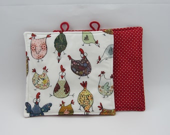 Potholders chickens sewn from 100% cotton