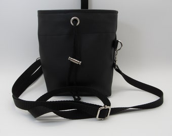 Treat bag / doggie bag / food bag to hang around black imitation leather
