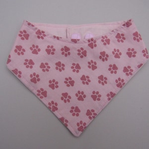 Dog bandana pastel pink with pink paws XXXS - 2XL