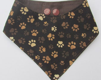 Dog bandana brown with paws XXS - XL