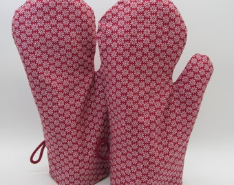 Juego de 2 guantes para horno/guantes para ollas cosidos de 100% algodón