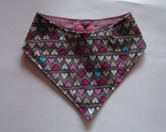 Dog bandana gray with hearts XXS - XL