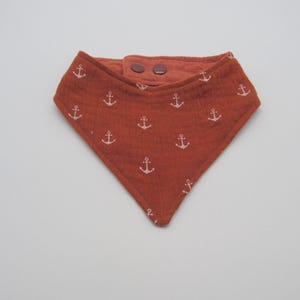 Hundehalstuch Musselin rost terracotta mit Ankern XXXS - 2XL