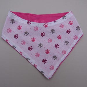 Dog bandana white with pink paws XXXS - 2XL
