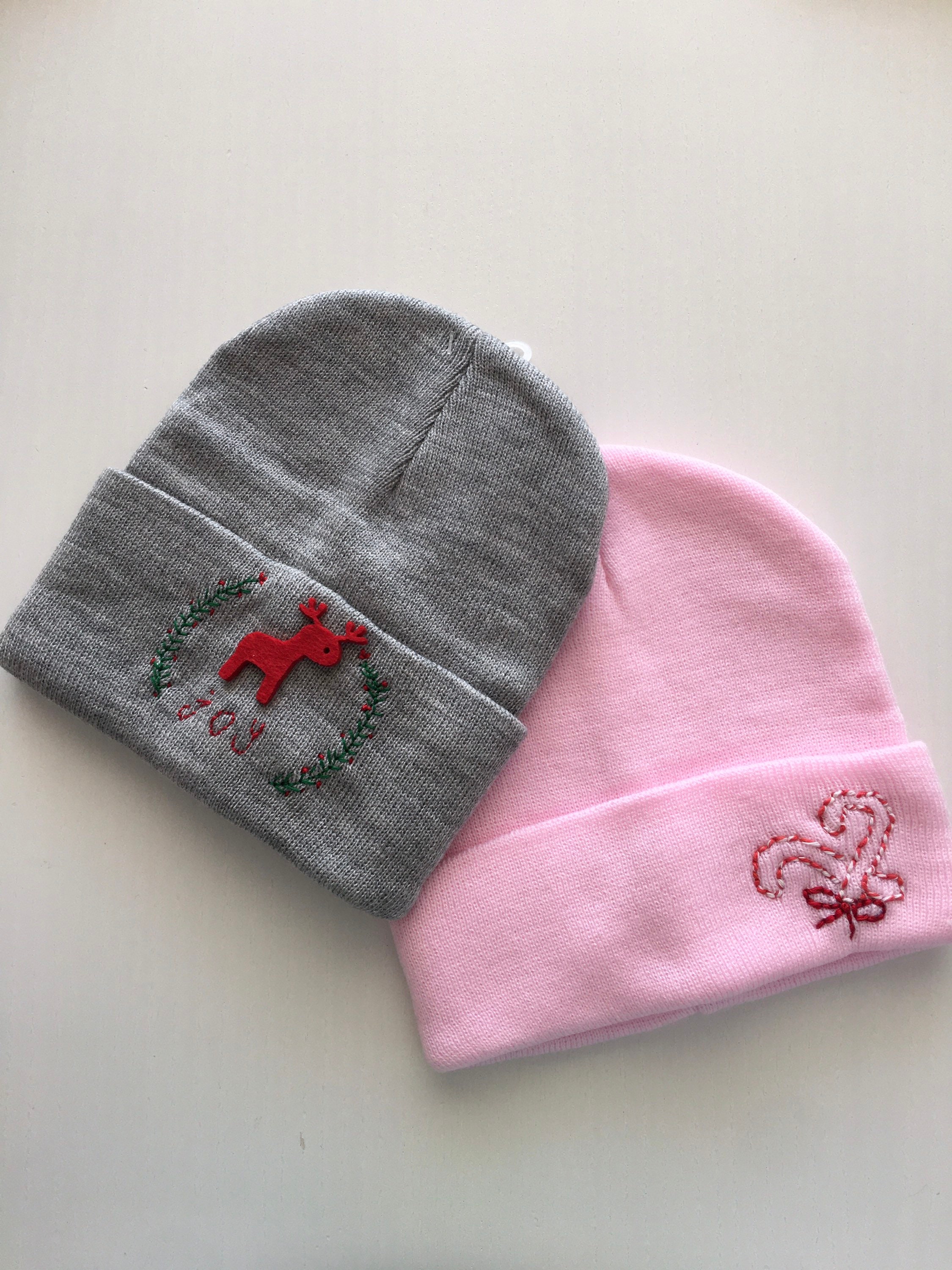 Gray and Pink Beanie Personalized Gifts 