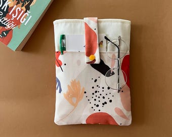 Abstract Padded Book Sleeve with Pocket: Handmade Book Protector Case