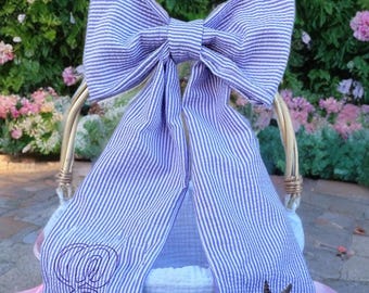 Lazo de cesta de Pascua de seersucker con monograma, lazo de cesta de huevos de Peter Rabbit