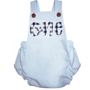Boys First Birthday Gingham Romper: Personalized Cake Smash Outfit