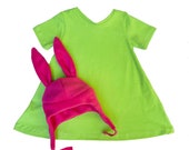 green dress pink bunny ears 7 PC Sexy EASTER BUNNY Rabbit Costume Dress Ears Tail Basket Boa UNIQUE  OOAK M/L