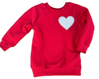 Red Heart Patch Sweatshirt, tenue de pull Saint-Valentin pour garçons et filles