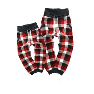 Christmas Pants for Family, Buffalo plaid pants, matching Christmas pants leggings and joggers, toddler, baby, mommy and me, family