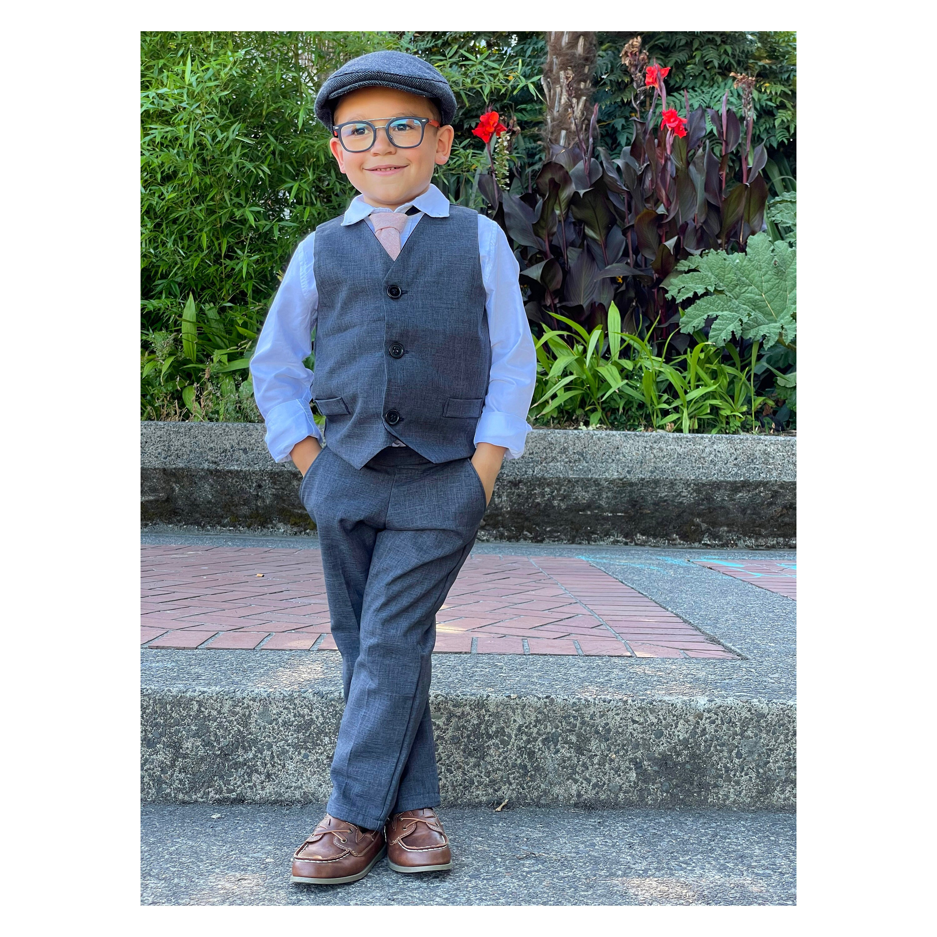Ring Bearer Outfit: Linen Vest Suit, Suspender Shorts & Bowtie