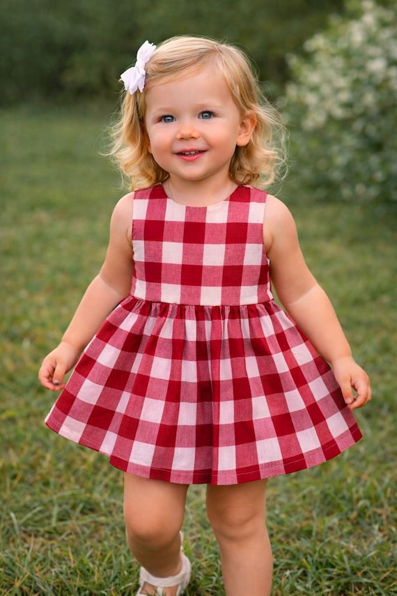 red and white peplum dress Girls Red Gingham Peplum Top or Dress: Patriotic Summer Outfit