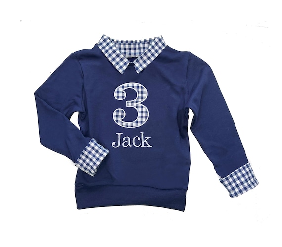 Boys Birthday Outfit, Collared Birthday Sweater, Personalized