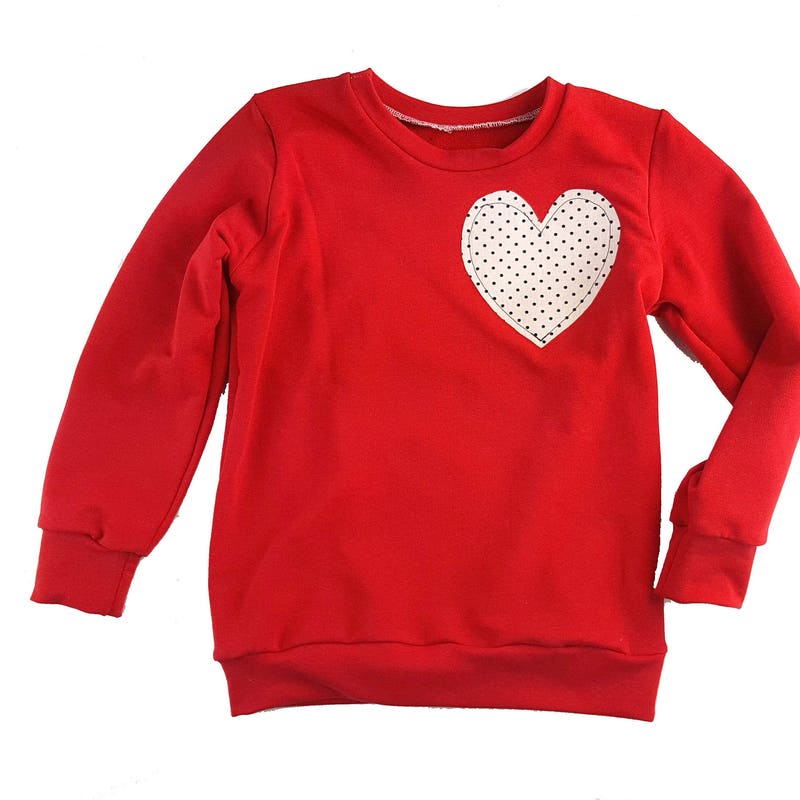 Cream teddy hear red heart sweater main image 1