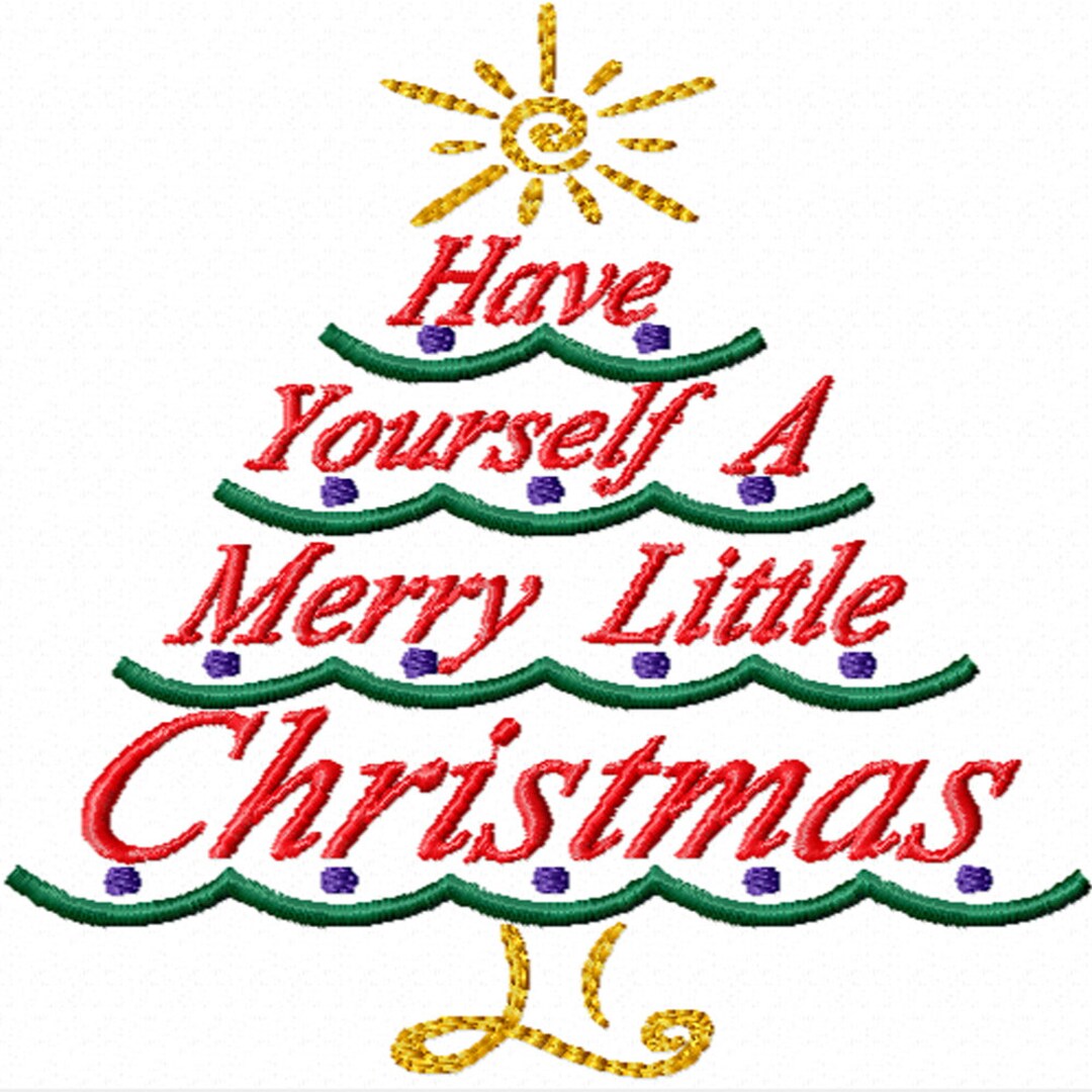 A Merry Little Christmas Tree machine Embroidery Design for Christmas
