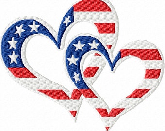 Patriotic Hearts -A Machine Embroidery Design for the 4th of July