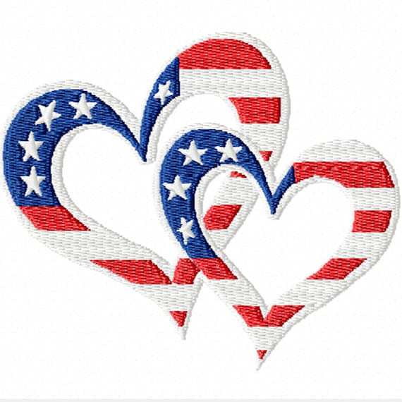 Patriotic Hearts A Machine Embroidery Design for the 4th of - Etsy