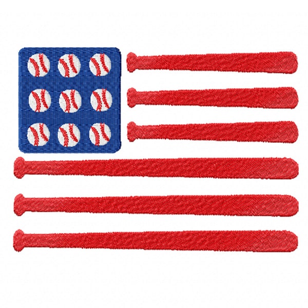 All American Baseball Flag- A Machine Embroidery Design for the Baseball Fan, July 4th, or Summer