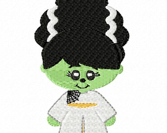 Bride of Frankenstein- Machine Embroidery for Halloween