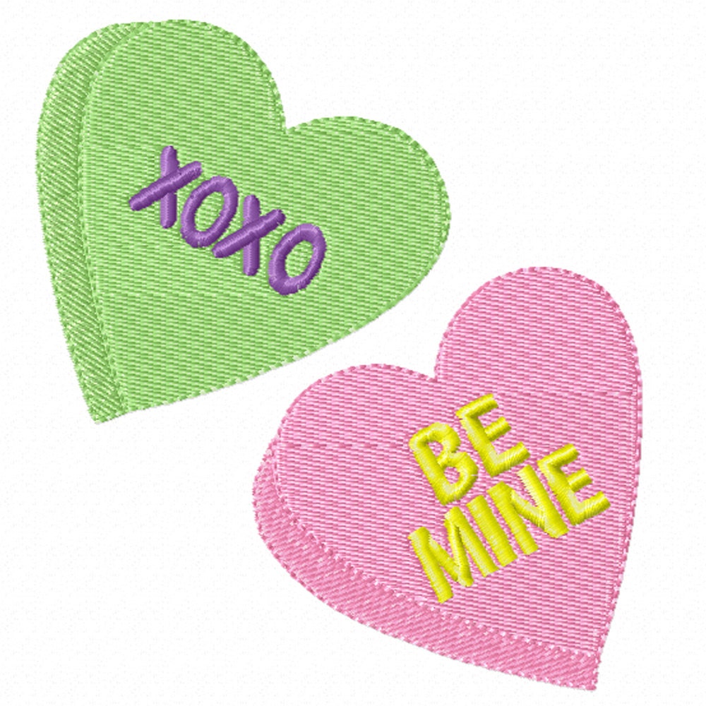 Conversation hearts a machine embroidery design for valentines day Conversation hearts a machine embroidery design for valentines day