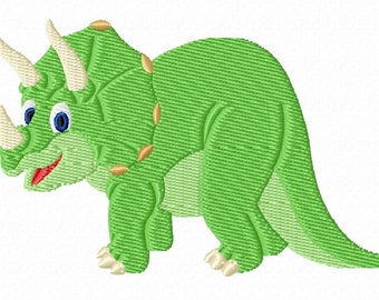Friendly Triceratops -A Machine Embroidery Design for the Dinosaur Lover