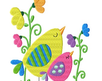 Little Birds -A Machine Embroidery Design for Spring and Summer -2 Sizes-