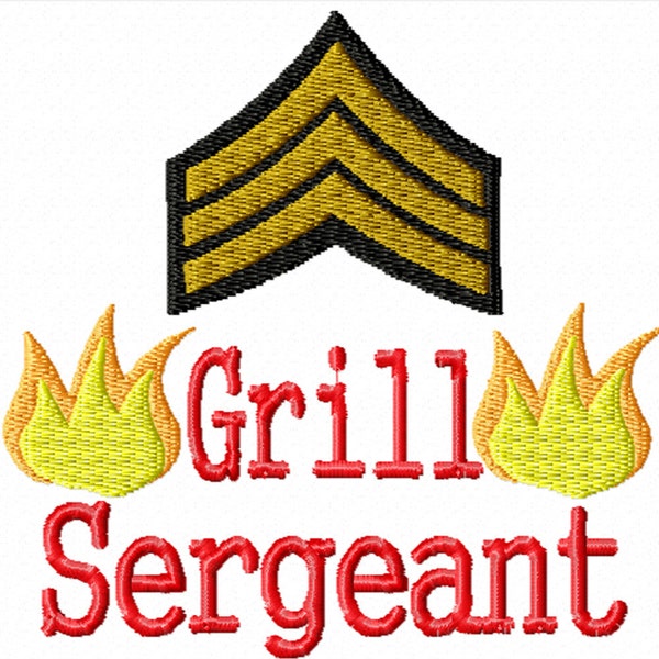 Grill Sergeant -A Machine Embroidery Design for Your Barbecue Grill Master