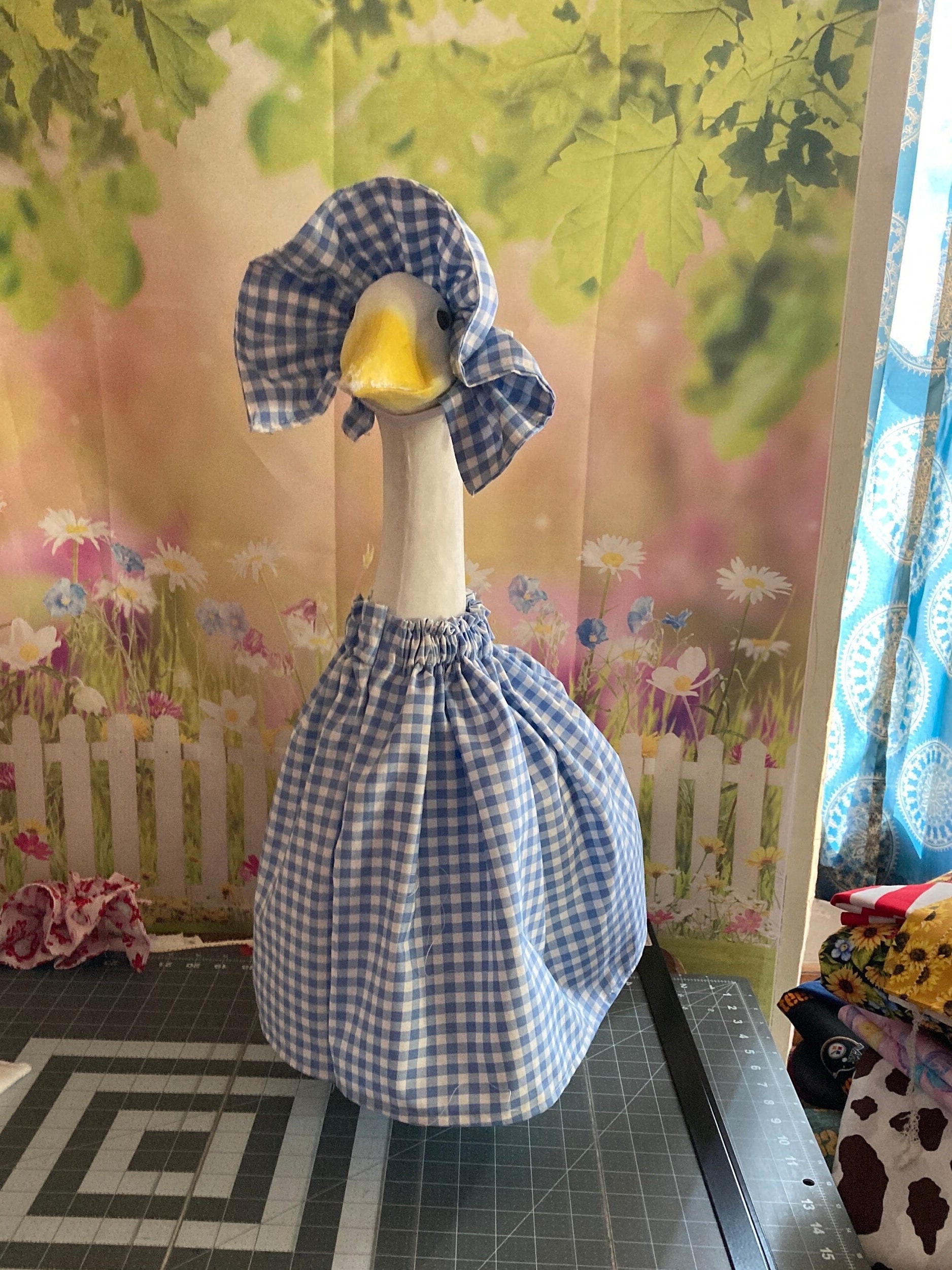 Blue and white gingham Wizard of OZ goose outfit . Purchase 35.00 or more from my shop receive free shipping.