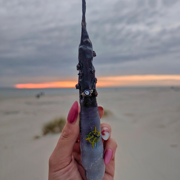 Storm Cleansing Ritual Candle – Sea Witch Protection Candle with Witch Knot, Clove & Jasmine, Curse Breaking Ocean Magic