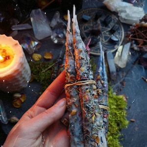 Ritual candles with herbs White