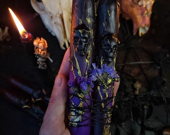 Candele delle streghe, candele dell'altare delle streghe, candele nere viola, candele rituali, incantesimo dell'altare, incantesimo delle streghe, candele pagane