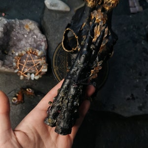 Bleeding black candles, black candles, black ritual candles, black magic candles, black altar candles, altar candles, witch candles