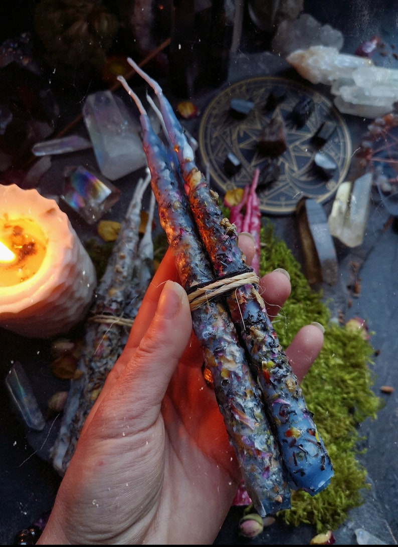 Ritual candles with herbs Blue