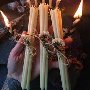 White beeswax  candles , bellesed  candles, ritual candles, witch candles, altar candles, white altar candles,pagan candles