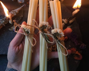 White beeswax  candles , bellesed  candles, ritual candles, witch candles, altar candles, white altar candles,pagan candles