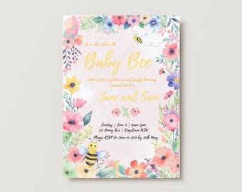 Who Will Baby Bee Gender Reveal Party Einladungs-Vorlage | Er oder Sie Einladung | Bearbeitbare Einladung