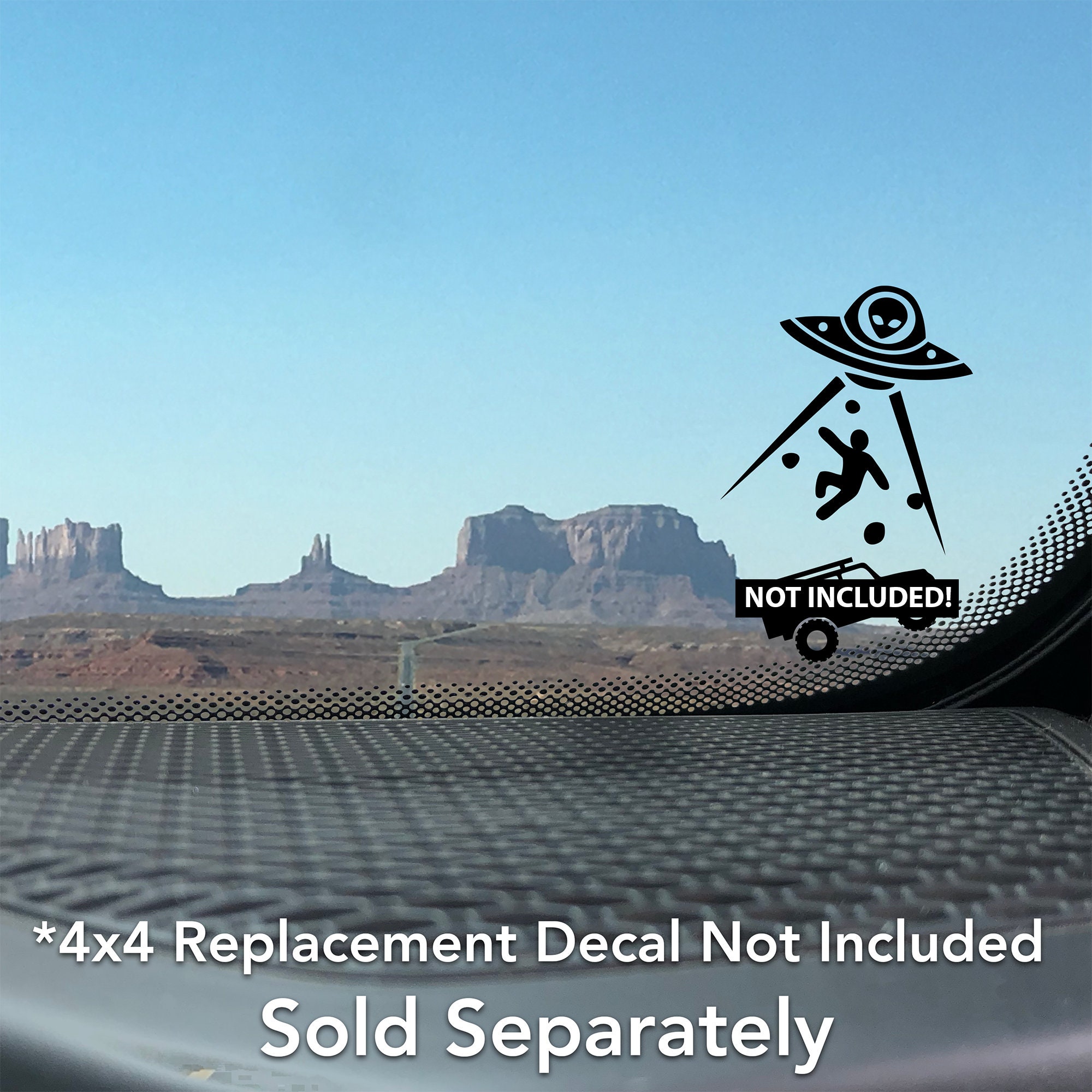 UFO Alien Abduction for Jeep Wrangler Accessory Windshield Vinyl Deca…