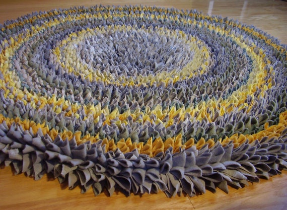 Round Yellow And Gray Rug Rag Scandinavian Modern Grey